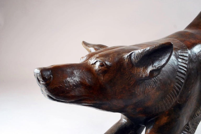 Bronze Dog Sculpture by Jacques Talmar, Contemporary Edition III/IV, Belgium In Good Condition For Sale In Brussels, BE