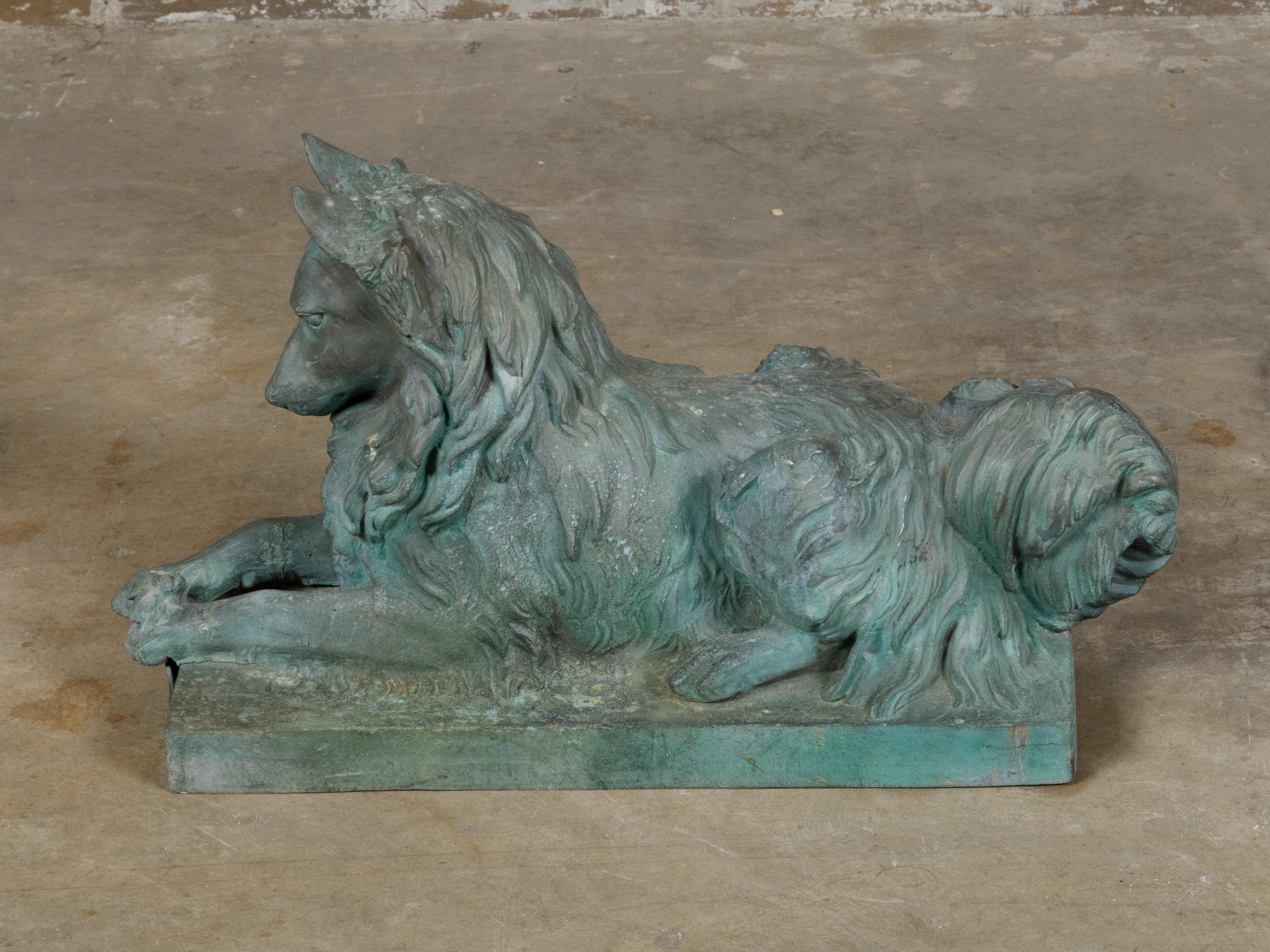 Bronze Dog Sculpture by J.L. Mott Iron Works with Verdigris Patina, 19th Century For Sale 6