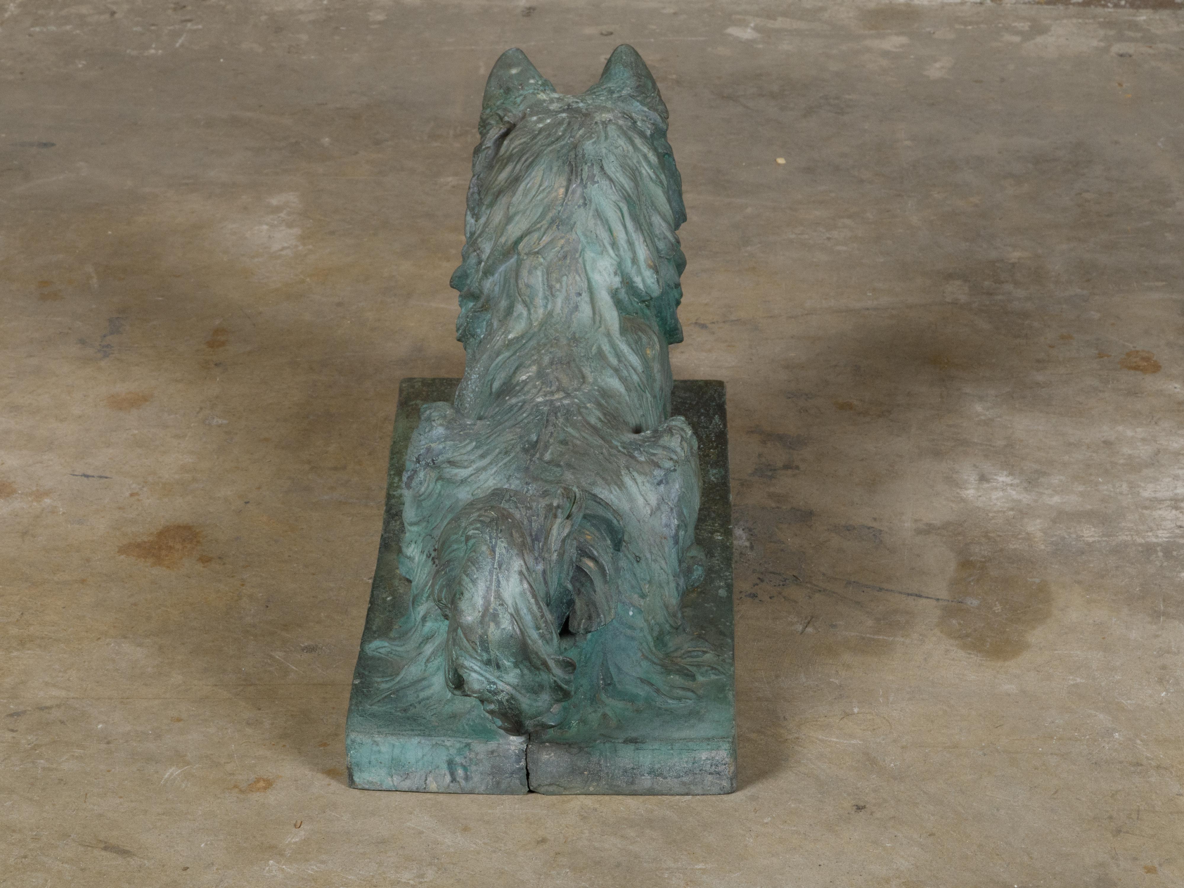 Bronze Dog Sculpture by J.L. Mott Iron Works with Verdigris Patina, 19th Century For Sale 7
