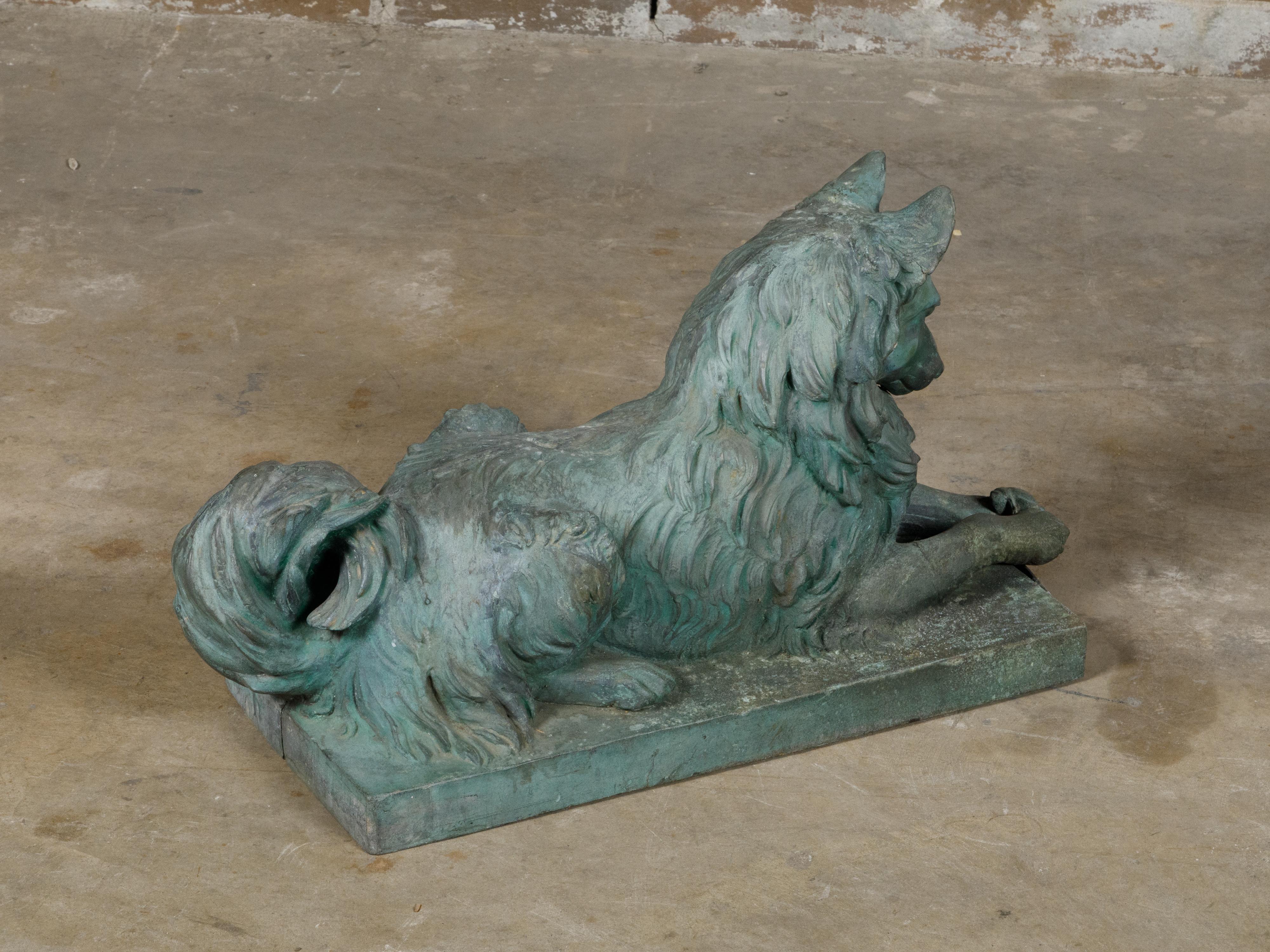 Bronze Dog Sculpture by J.L. Mott Iron Works with Verdigris Patina, 19th Century For Sale 8