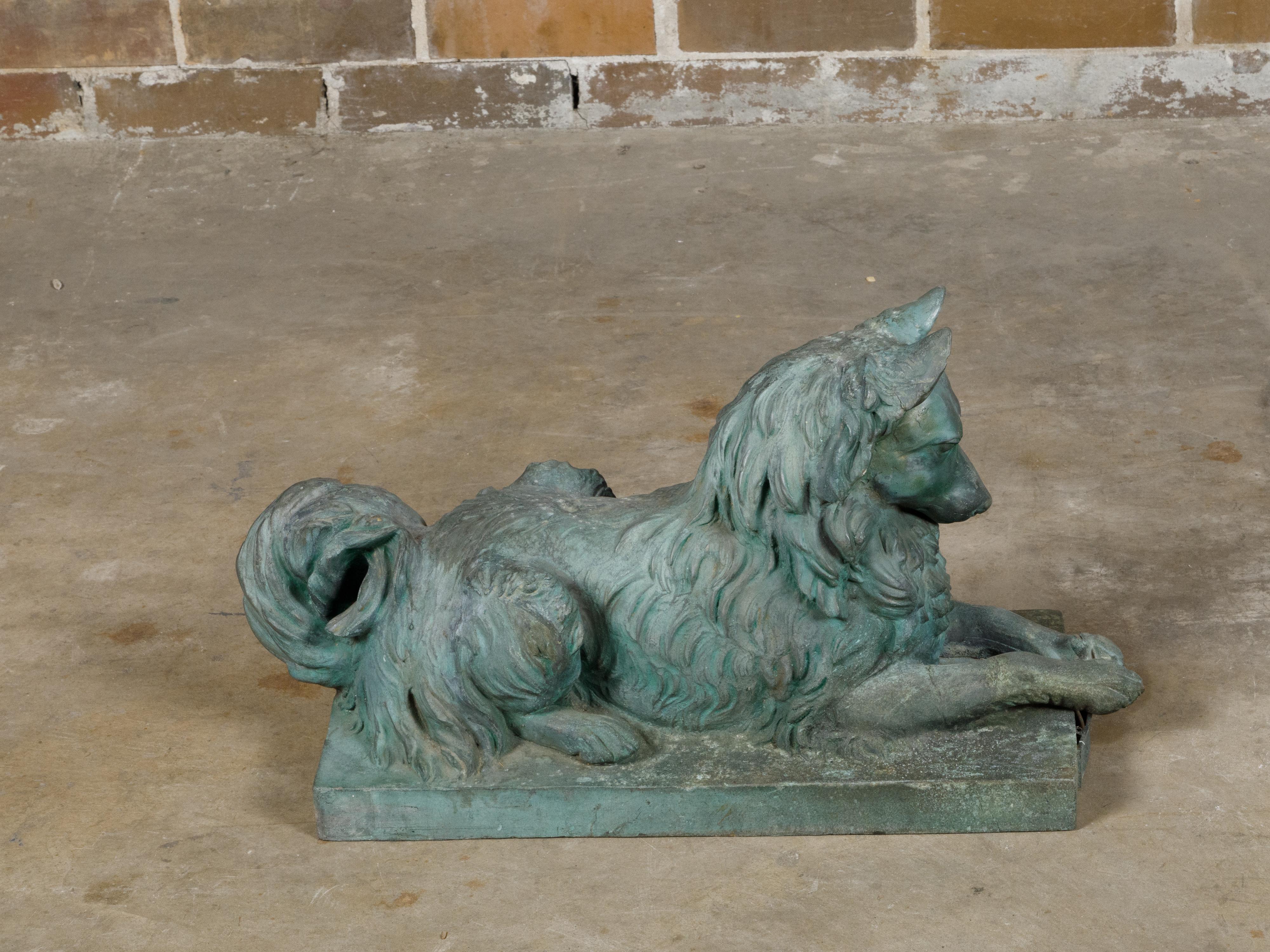 Bronze Dog Sculpture by J.L. Mott Iron Works with Verdigris Patina, 19th Century For Sale 9