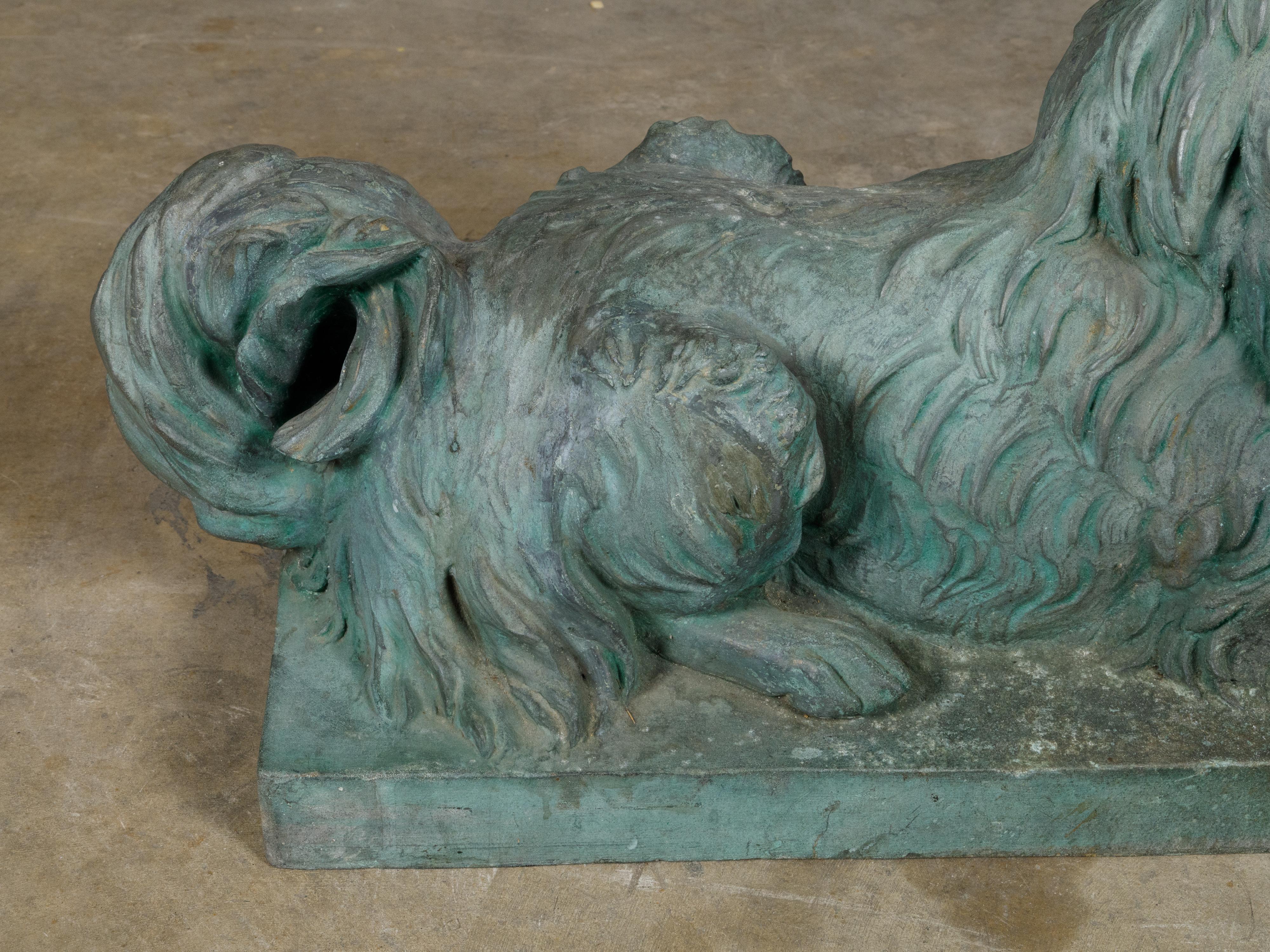 Bronze Dog Sculpture by J.L. Mott Iron Works with Verdigris Patina, 19th Century For Sale 3