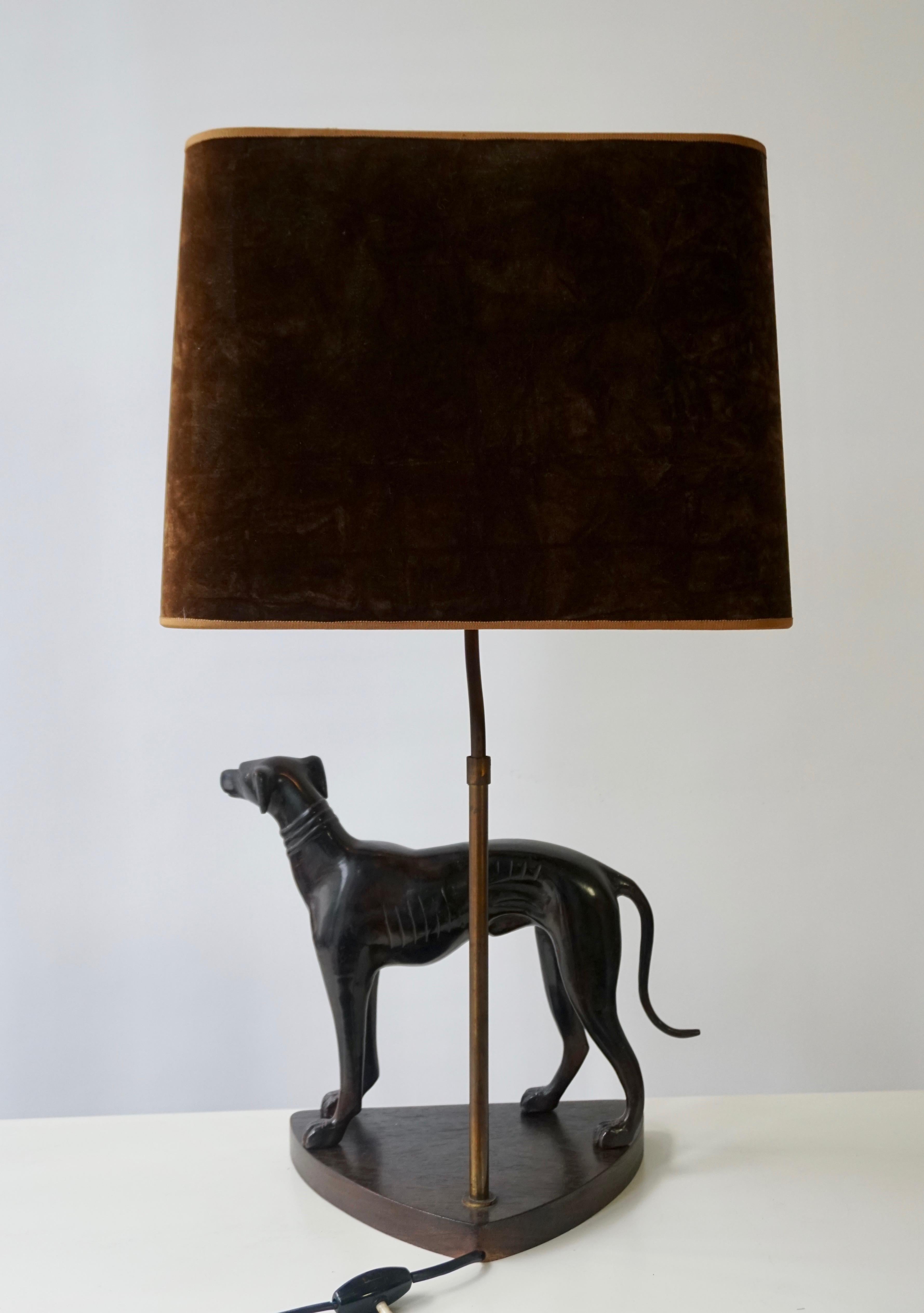 Italian Bronze Dog Sculpture Table Lamp