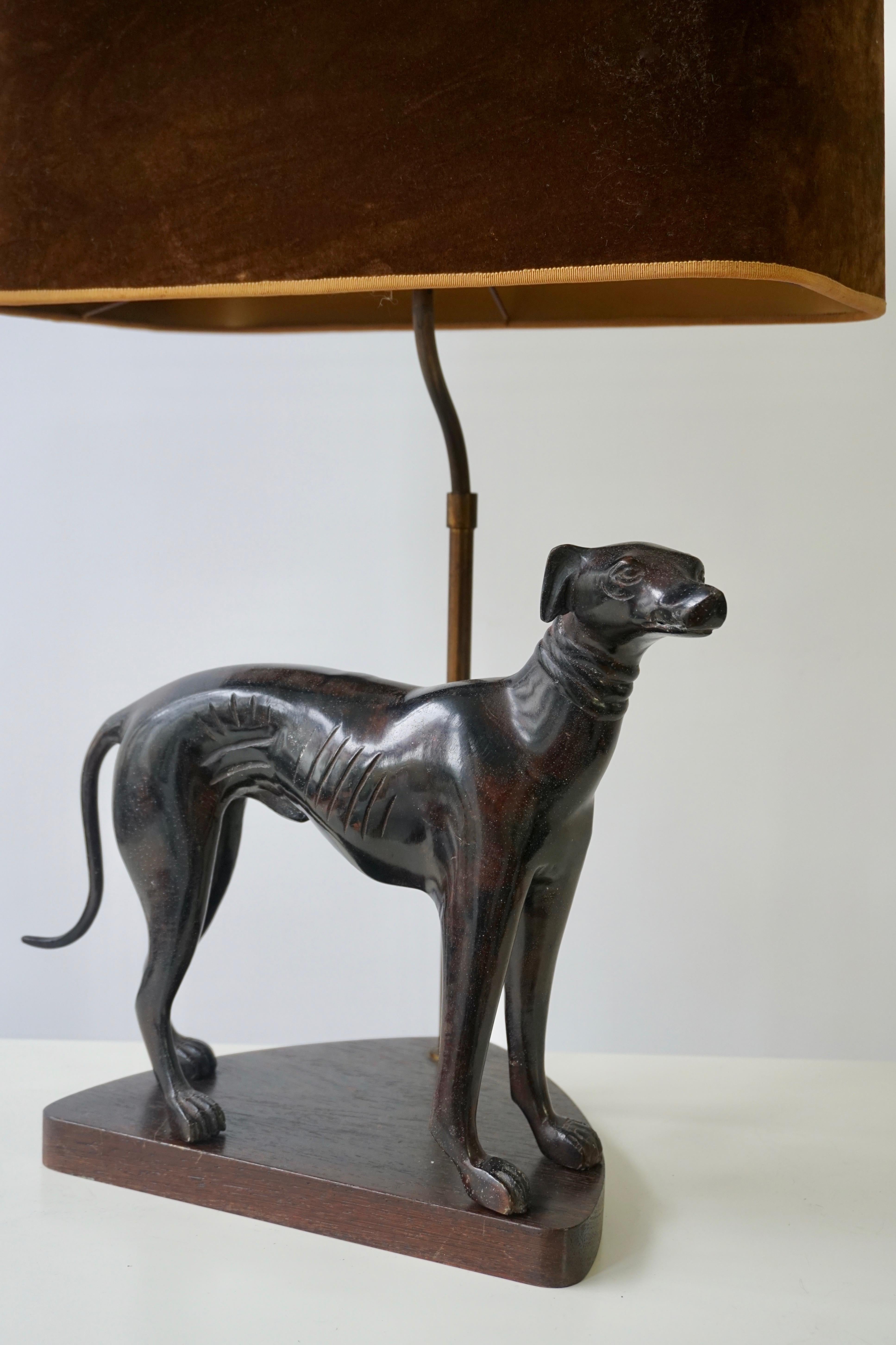 20th Century Bronze Dog Sculpture Table Lamp