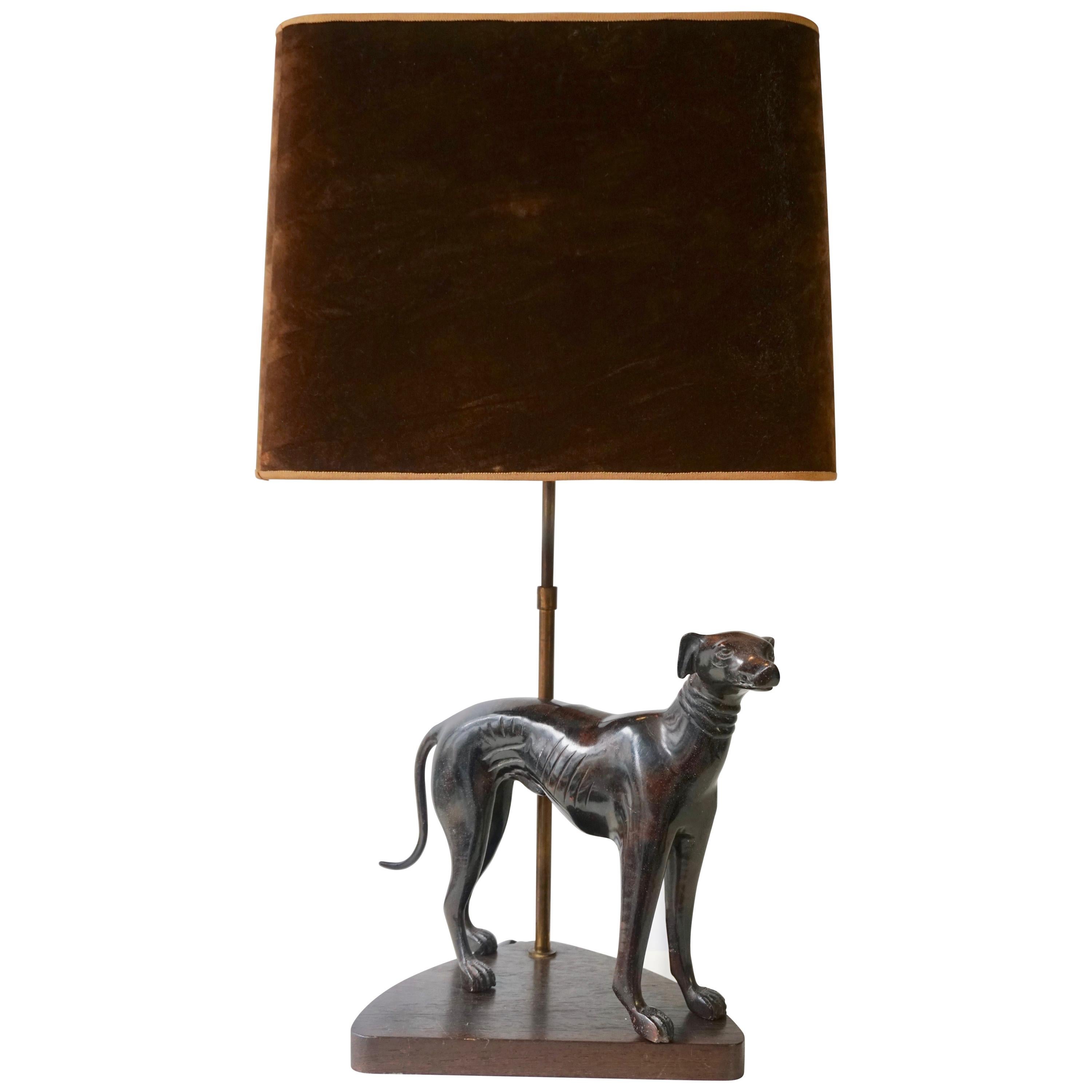 Bronze Dog Sculpture Table Lamp at 1stDibs