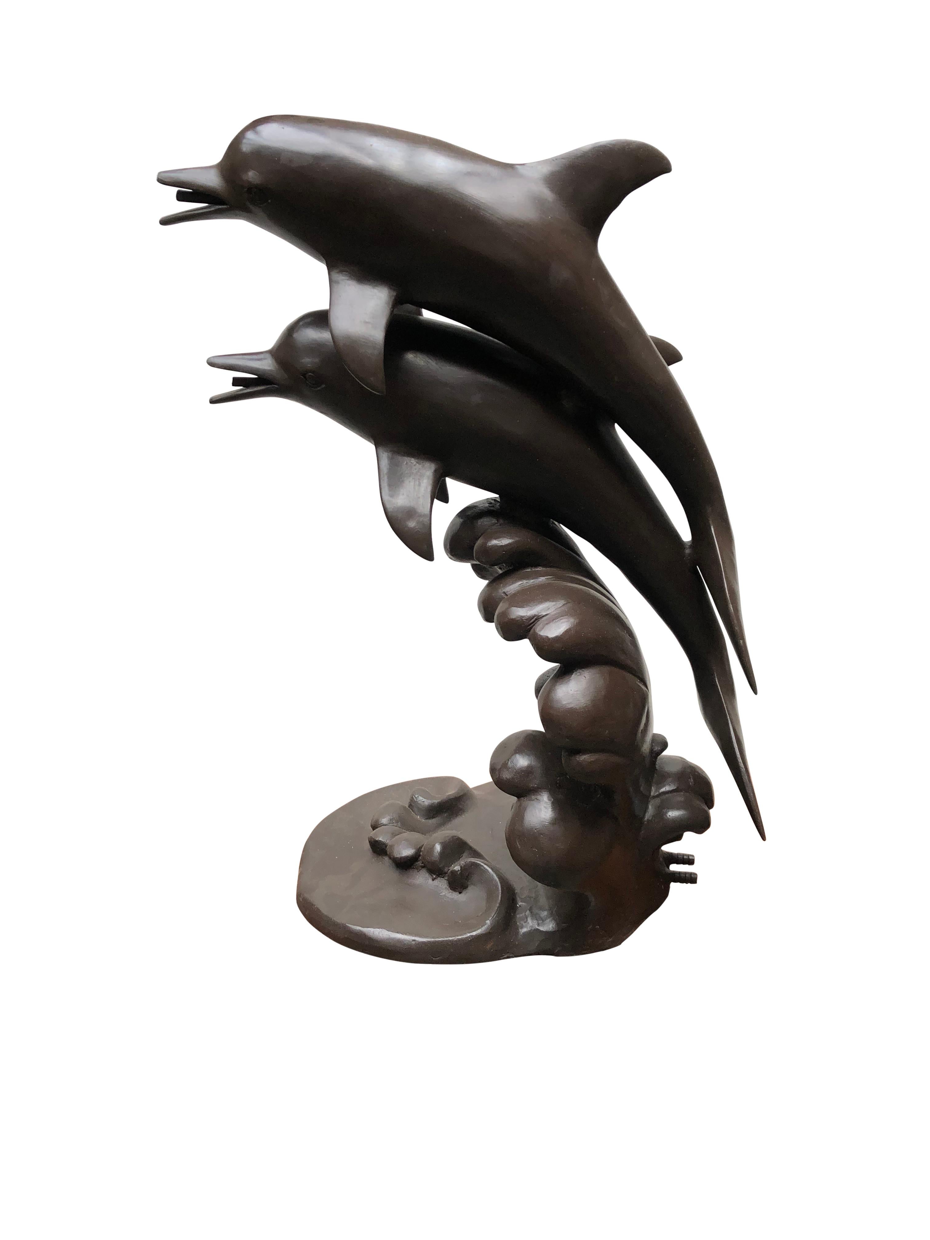 French Bronze Dolphin Fountain, 20th Century