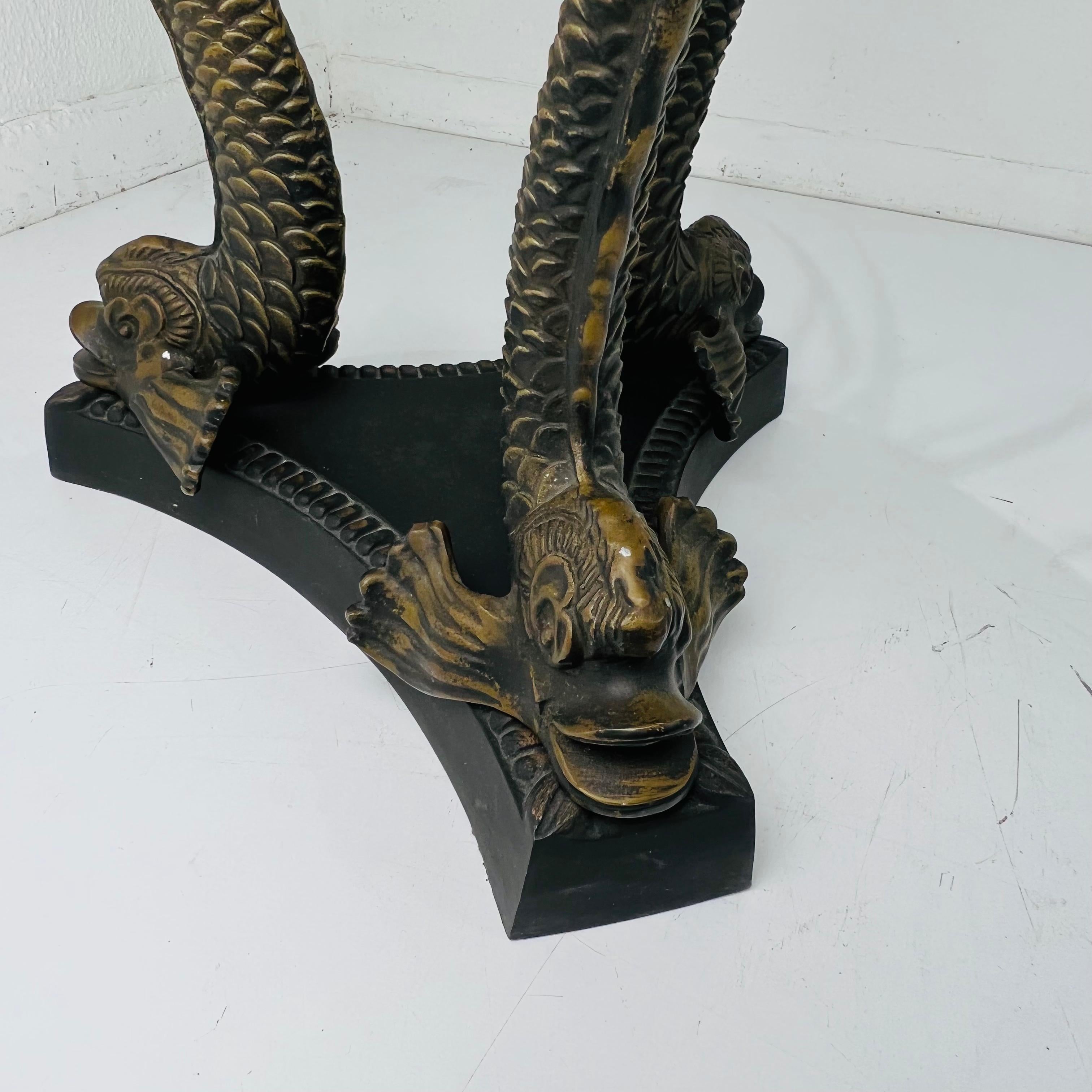 Bronze Dolphin Leg Side Table For Sale 6