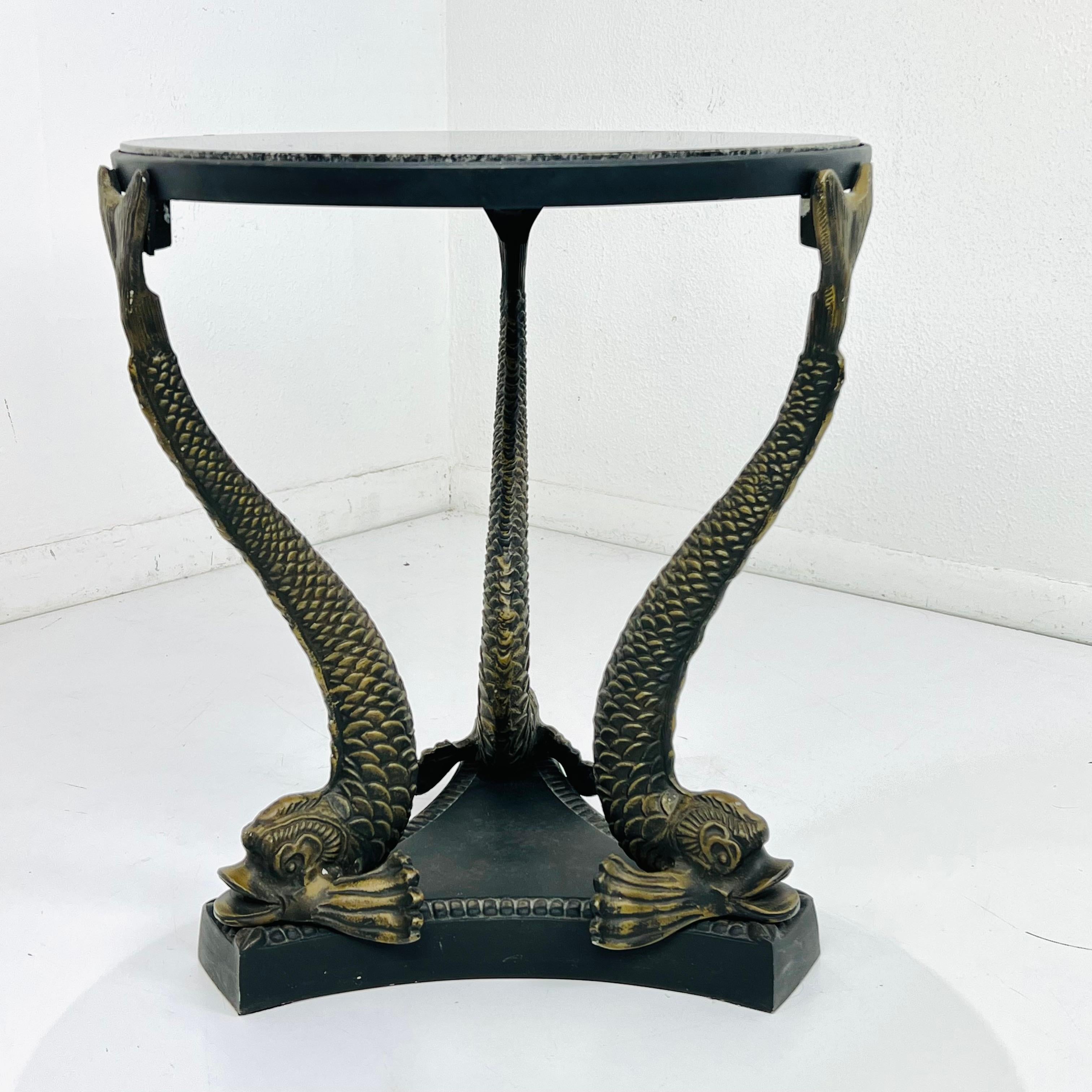 Bronze Dolphin Leg Side Table For Sale 1