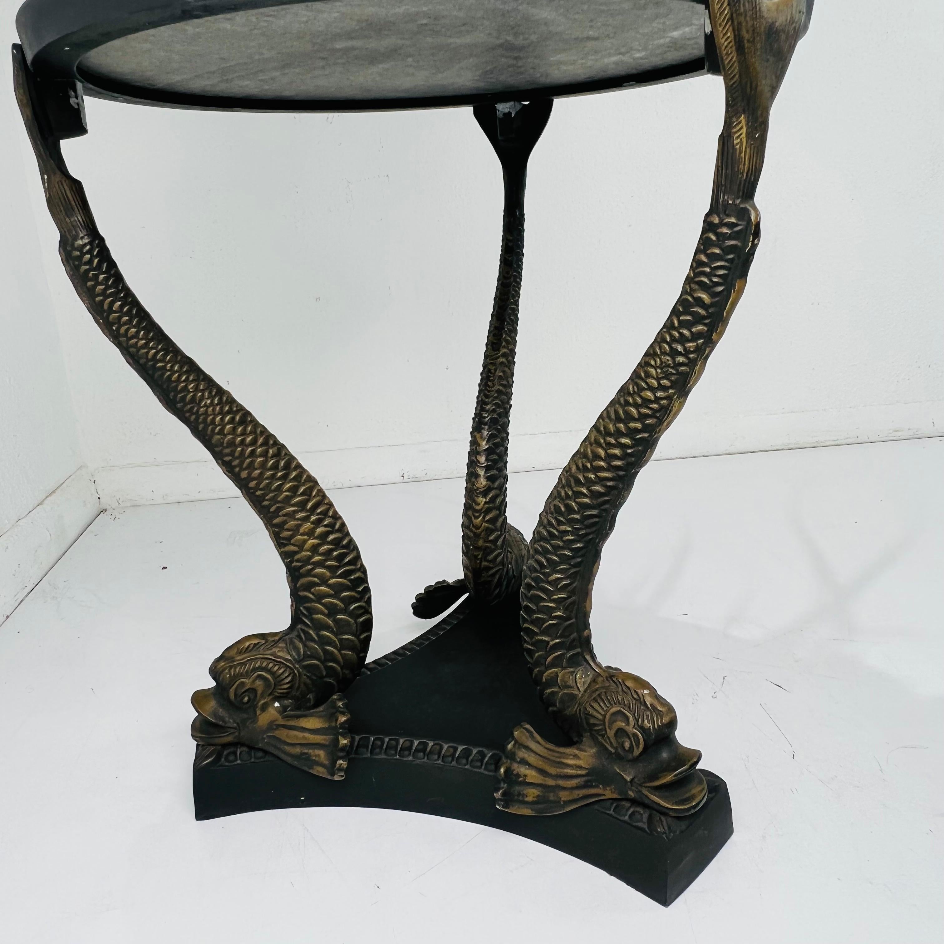 Bronze Dolphin Leg Side Table For Sale 2