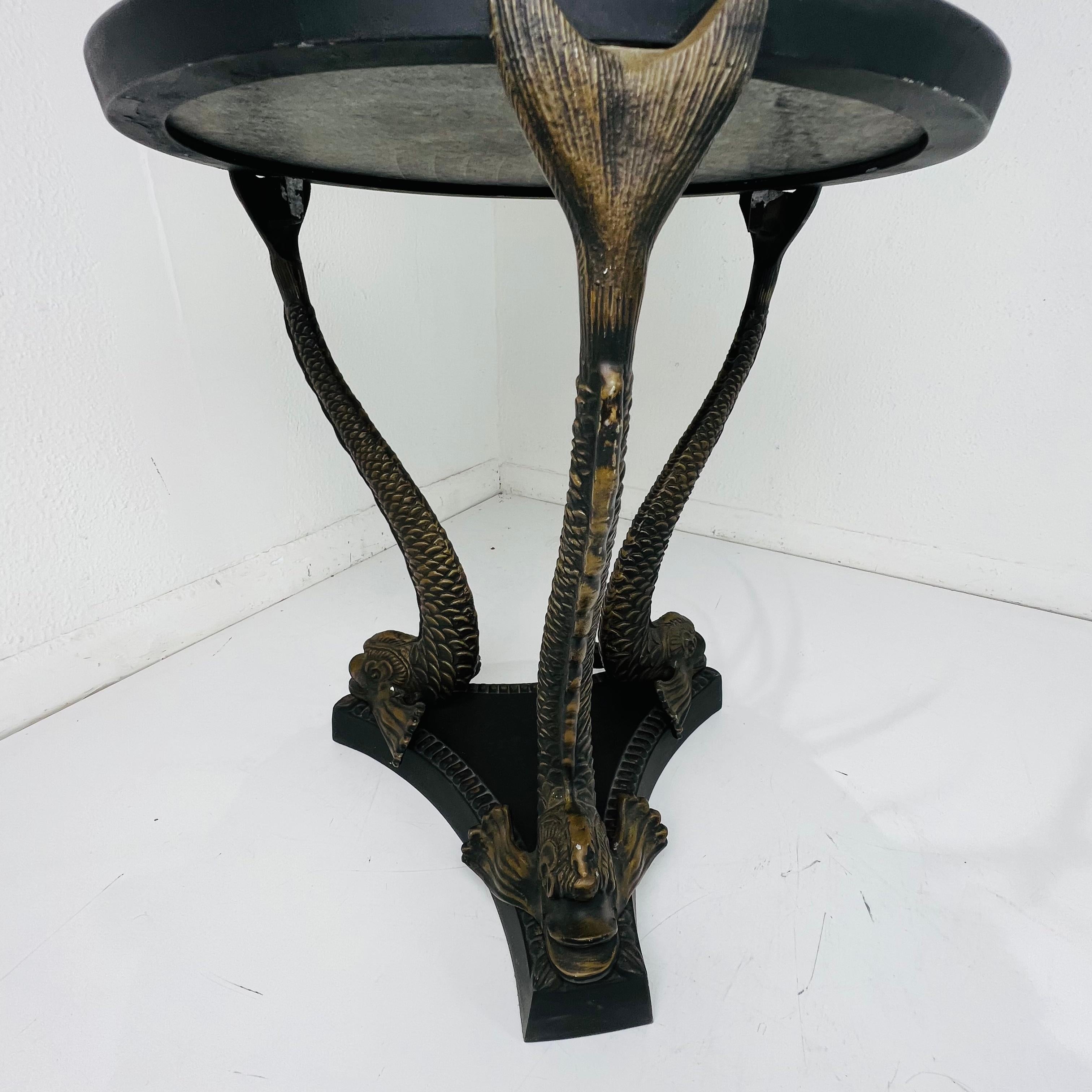 Bronze Dolphin Leg Side Table For Sale 3