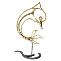 Bronze Dolphin Palais De La Mediterranee Palace Door-Handle Sculpture, 1940s