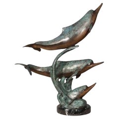 Bronze Dolphin Pod Statue