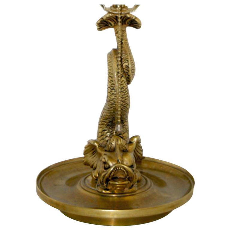 Bronze Tischlampe in Form eines Delphins