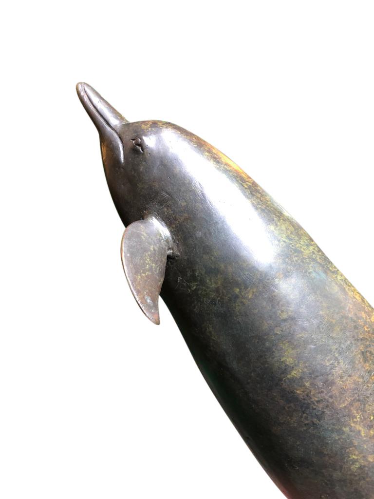 Bronze Dolphin Statue, Pair Dolphins Porpoise, 20th Century For Sale 4