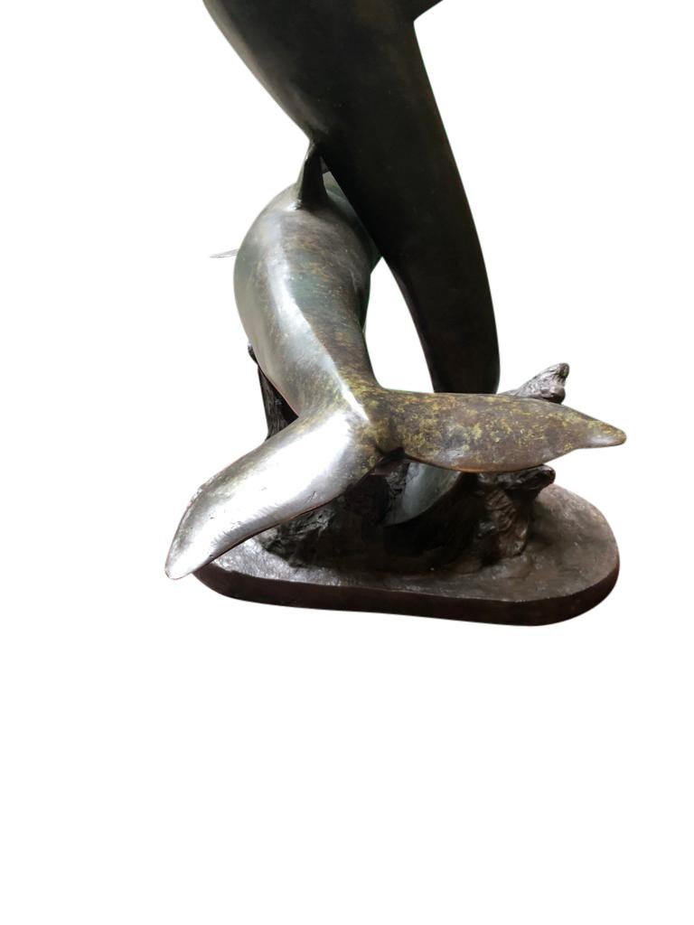 Bronze Dolphin Statue, Pair Dolphins Porpoise, 20th Century For Sale 7