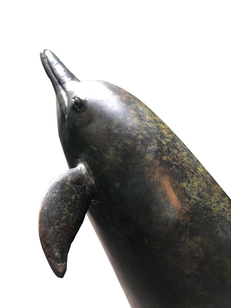 Bronze Dolphin Statue, Pair Dolphins Porpoise, 20th Century For Sale 8