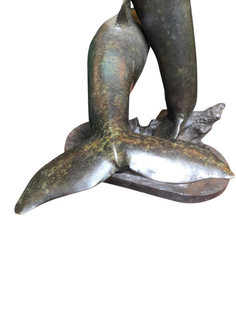 Bronze Dolphin Statue, Pair Dolphins Porpoise, 20th Century For Sale 3