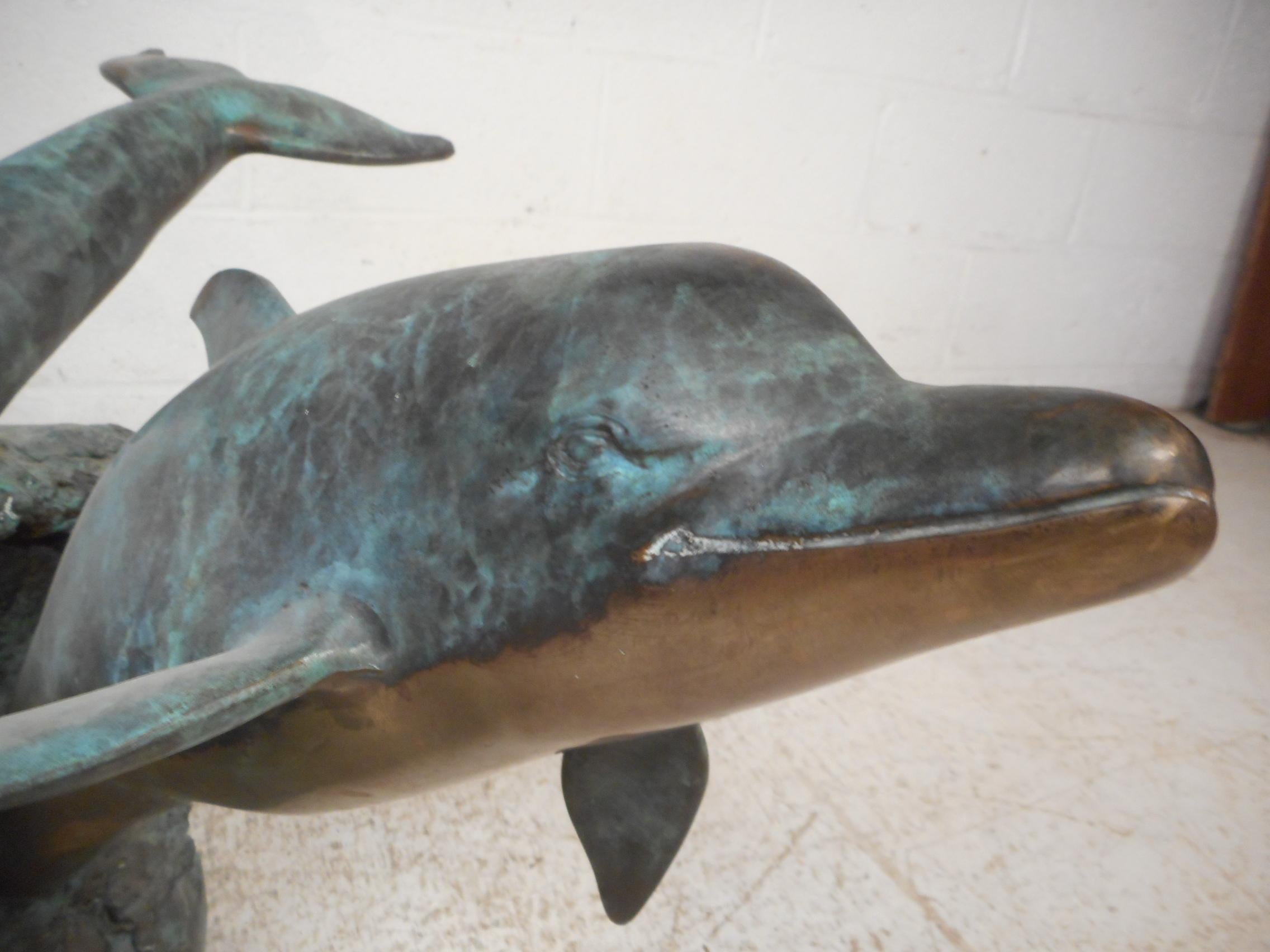 Bronze Dolphins on a Wave Sculptural Coffee Table 4