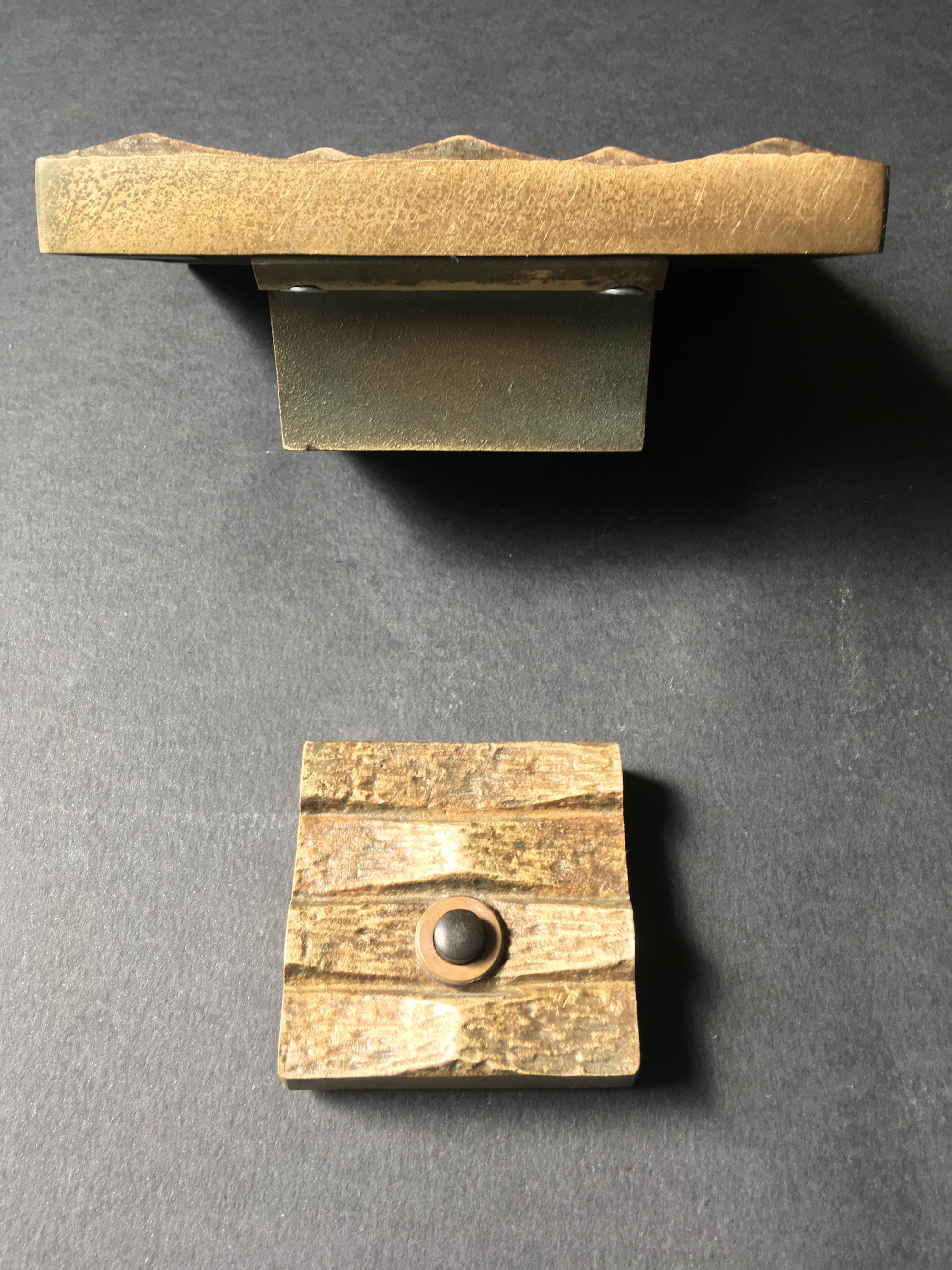 Bronze Door Handle and Bell Push with Brutalist Design 20th Century, European For Sale 4