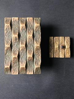 Maniglia per porta e campanello in bronzo con design brutalista 20° secolo, europeo