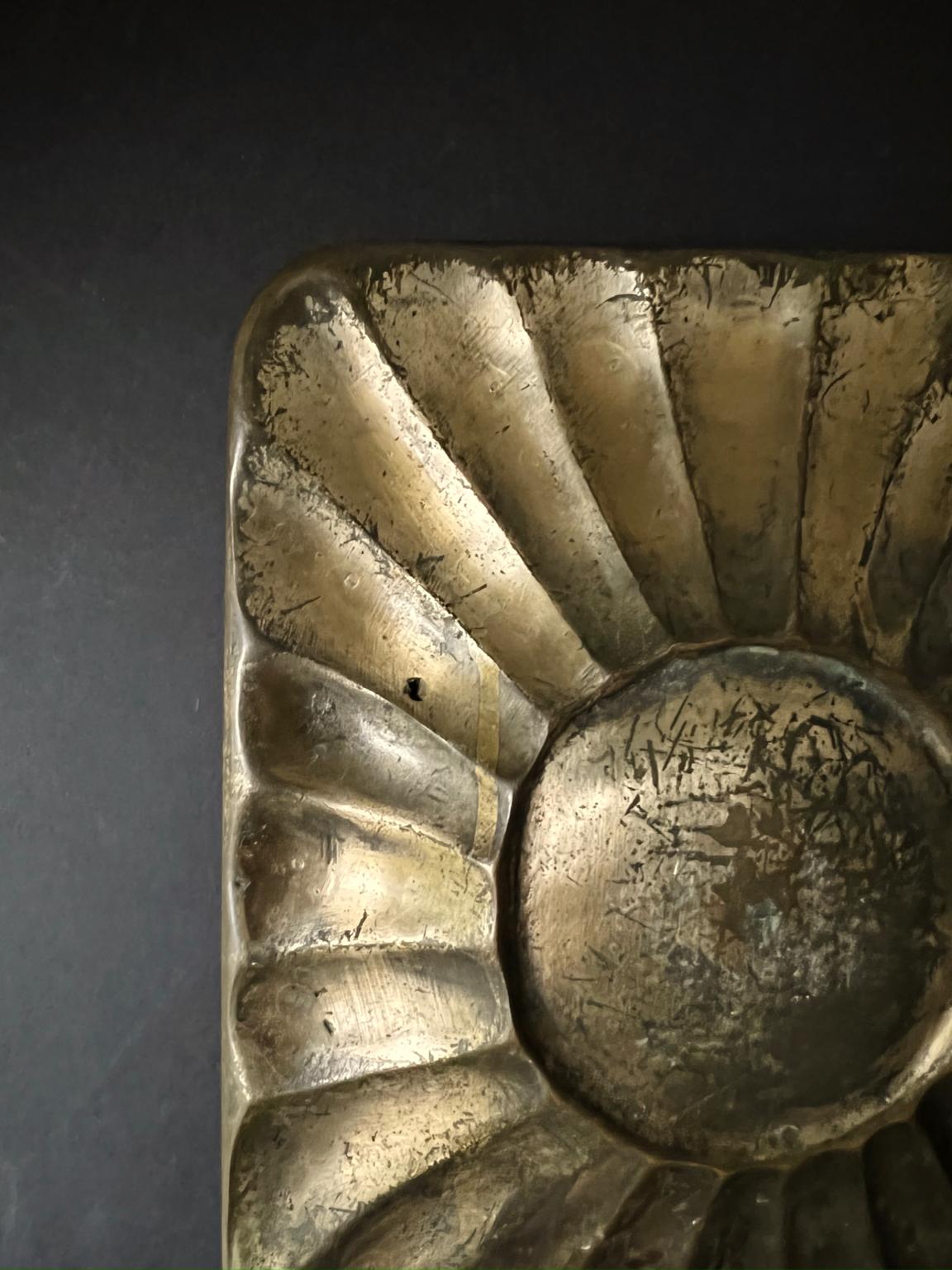 Cast Bronze Door Handle with Raised Sunburst Design, 20th Century, European