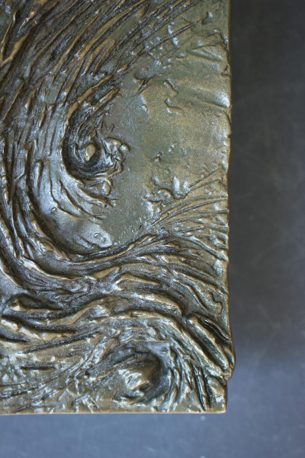 Cast Bronze Door Handle with Textured Wave Design, 20th Century, European