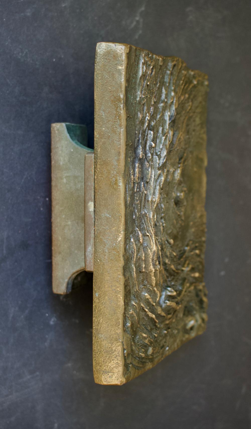 Bronze Door Handle with Textured Wave Design, 20th Century, European 1
