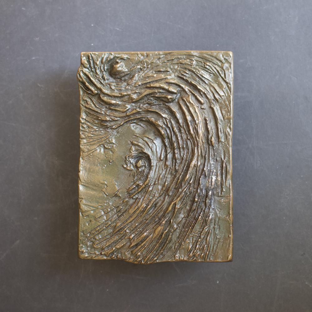 Bronze Door Handle with Textured Wave Design, 20th Century, European 3