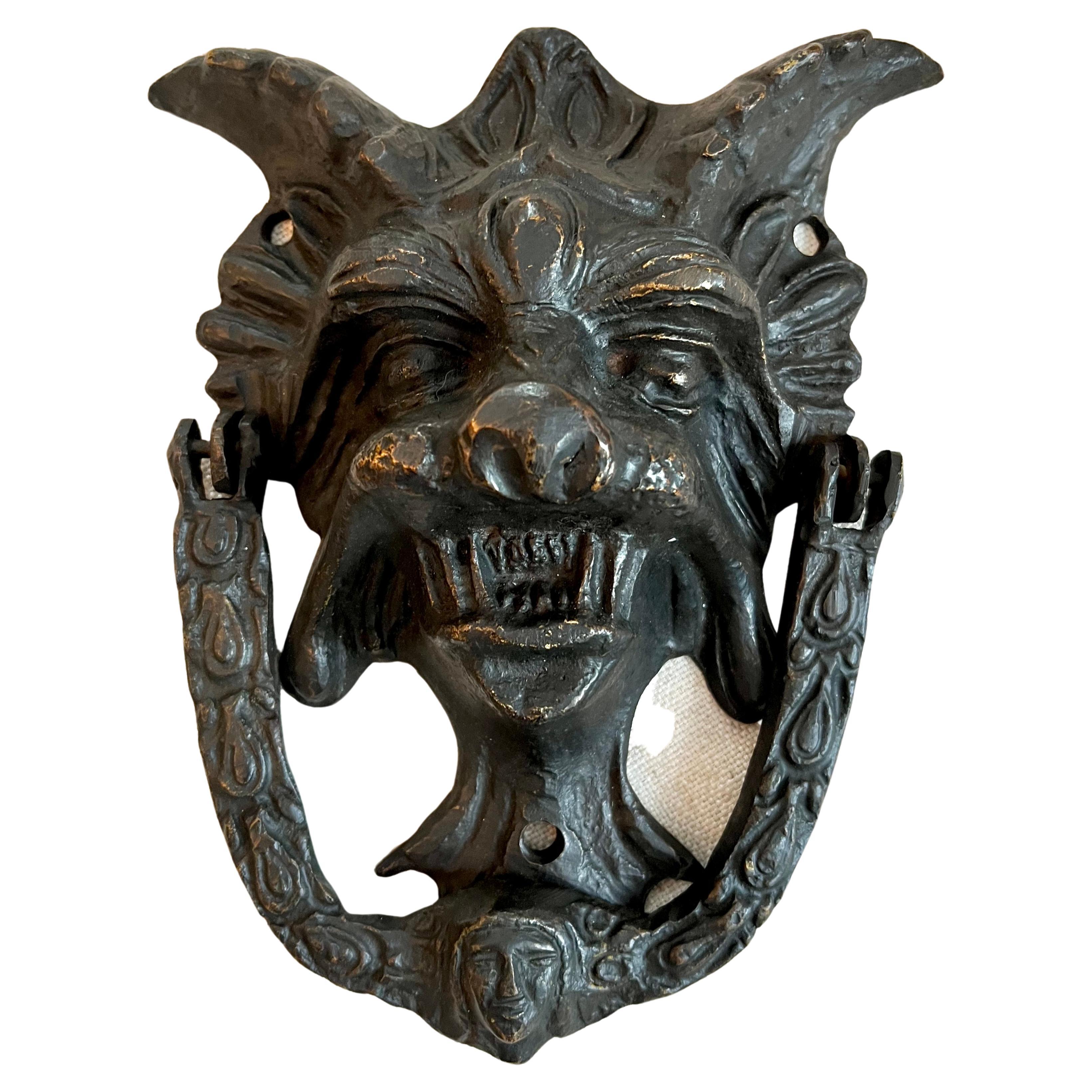 Bronze Door Knocker with Gargoyle For Sale