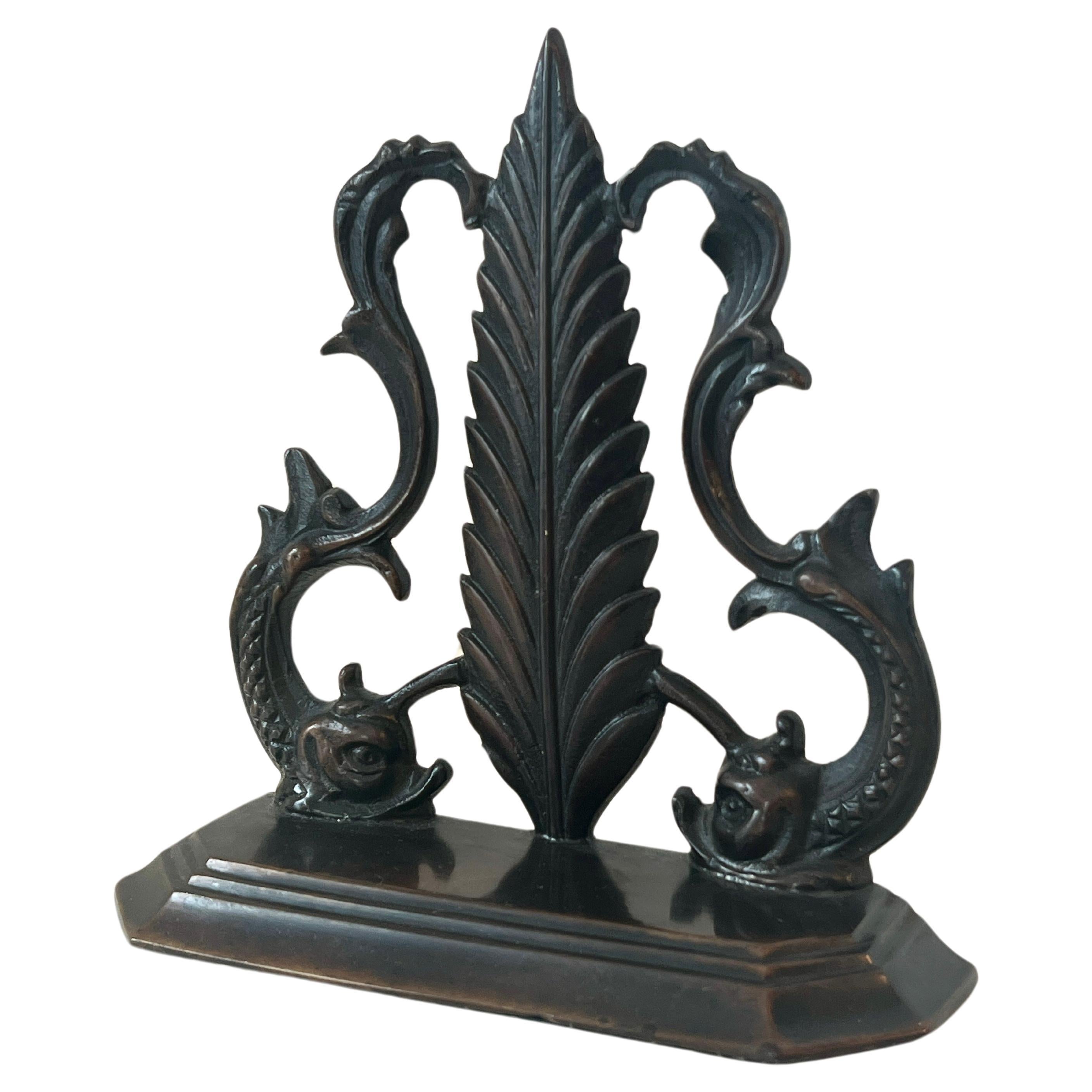 Bronze Door Stop with Dolphin Serpents  For Sale