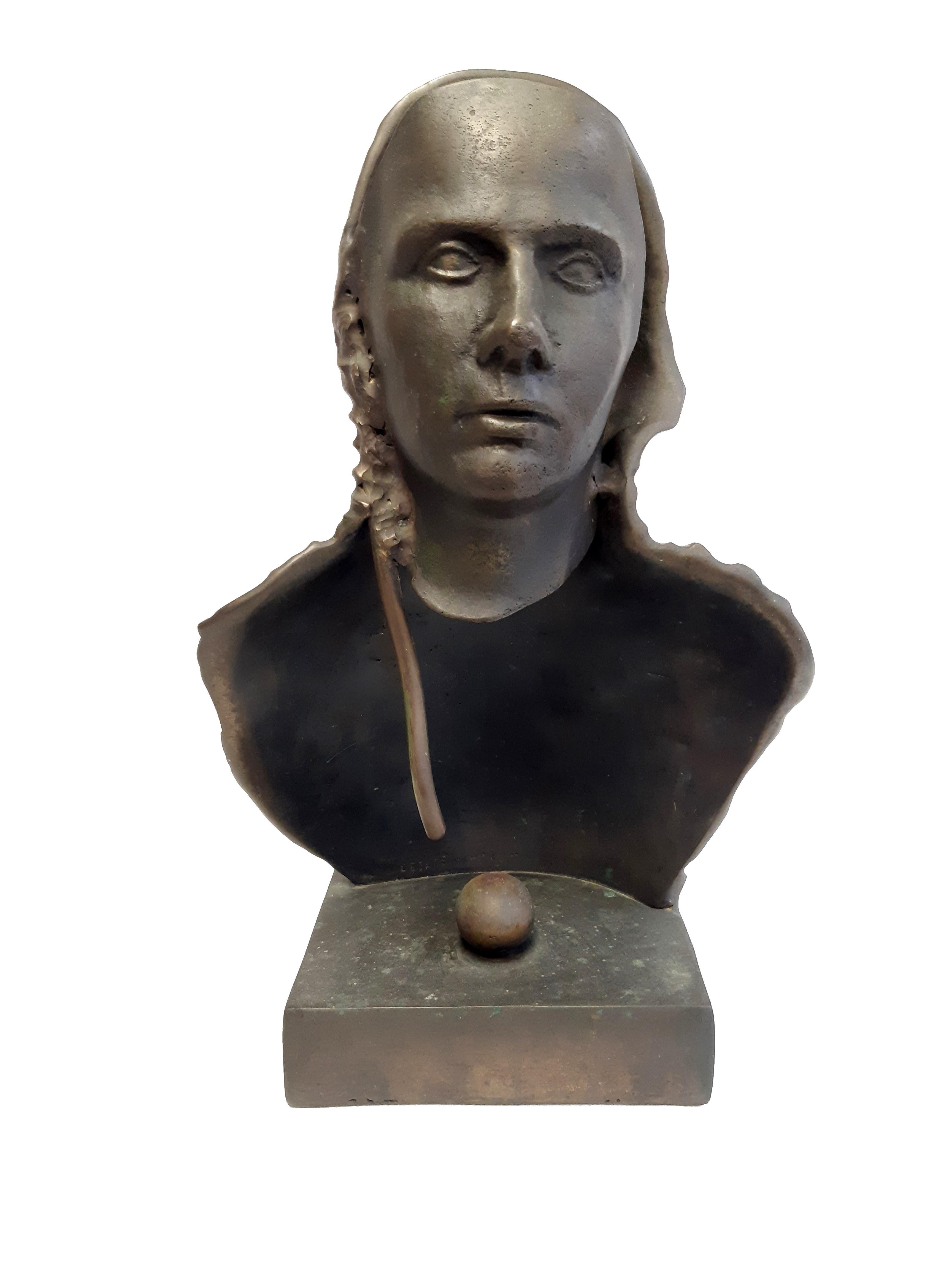 Bronze – Doppelkopf Frau mit Schleier (Deutsch) im Angebot