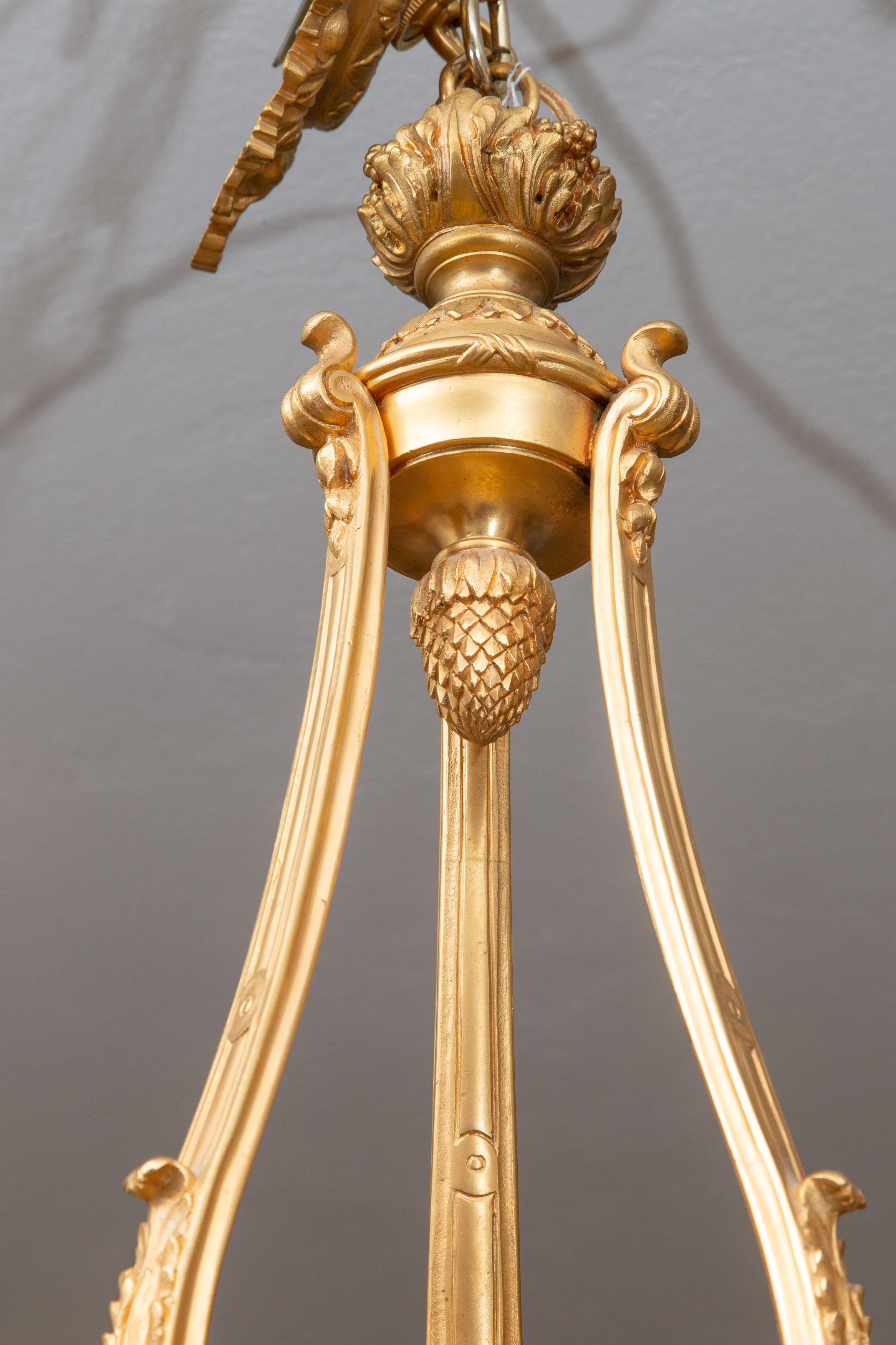 Bronze Dore' 19th Century French Chandelier In Good Condition In WEST PALM BEACH, FL