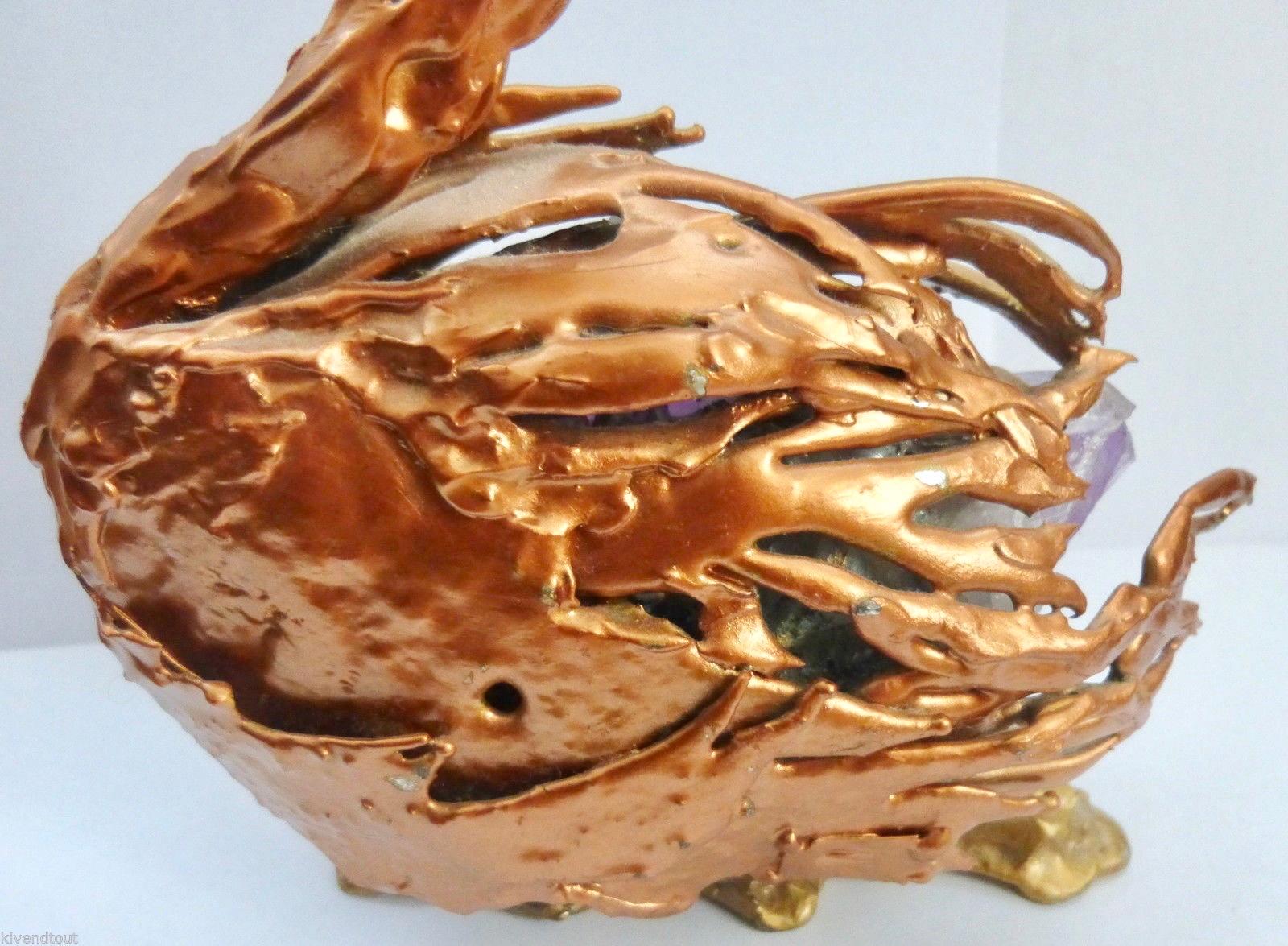 Bronze Doré & Amethyst Sculpture of a Heron Attributed to Jacques Duval-Brasseur 10