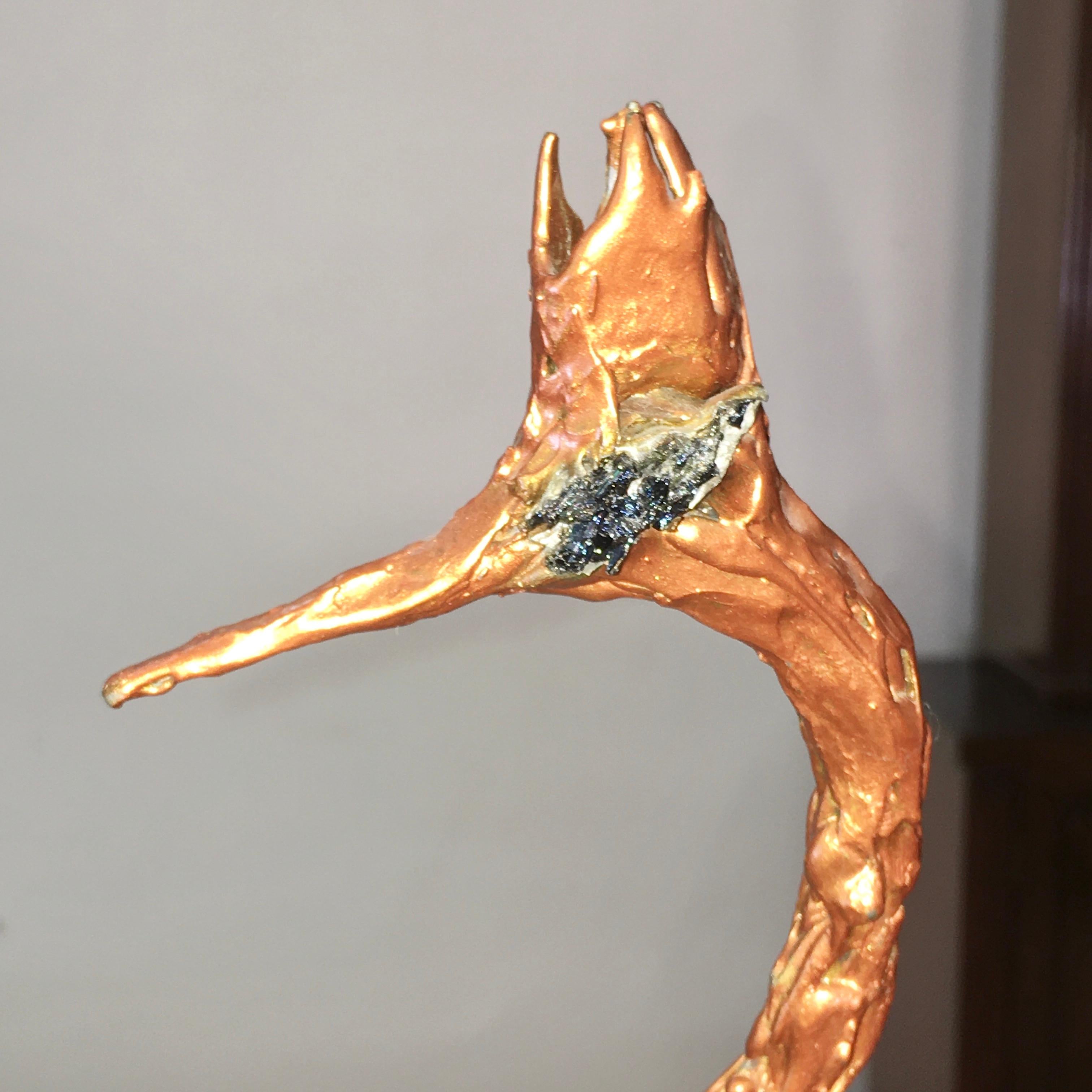 Bronze Doré & Amethyst Sculpture of a Heron Attributed to Jacques Duval-Brasseur In Good Condition For Sale In Hanover, MA