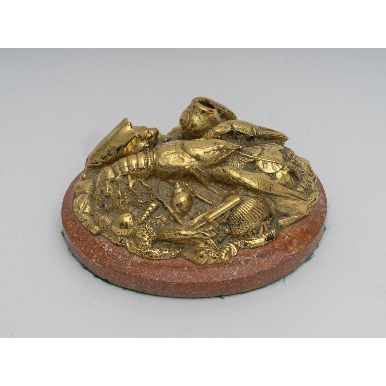 19th Century Bronze Doré and Marble Sculpture of Sea Crustaceans