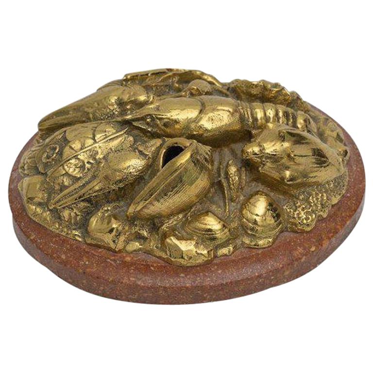 Bronze Doré and Marble Sculpture of Sea Crustaceans