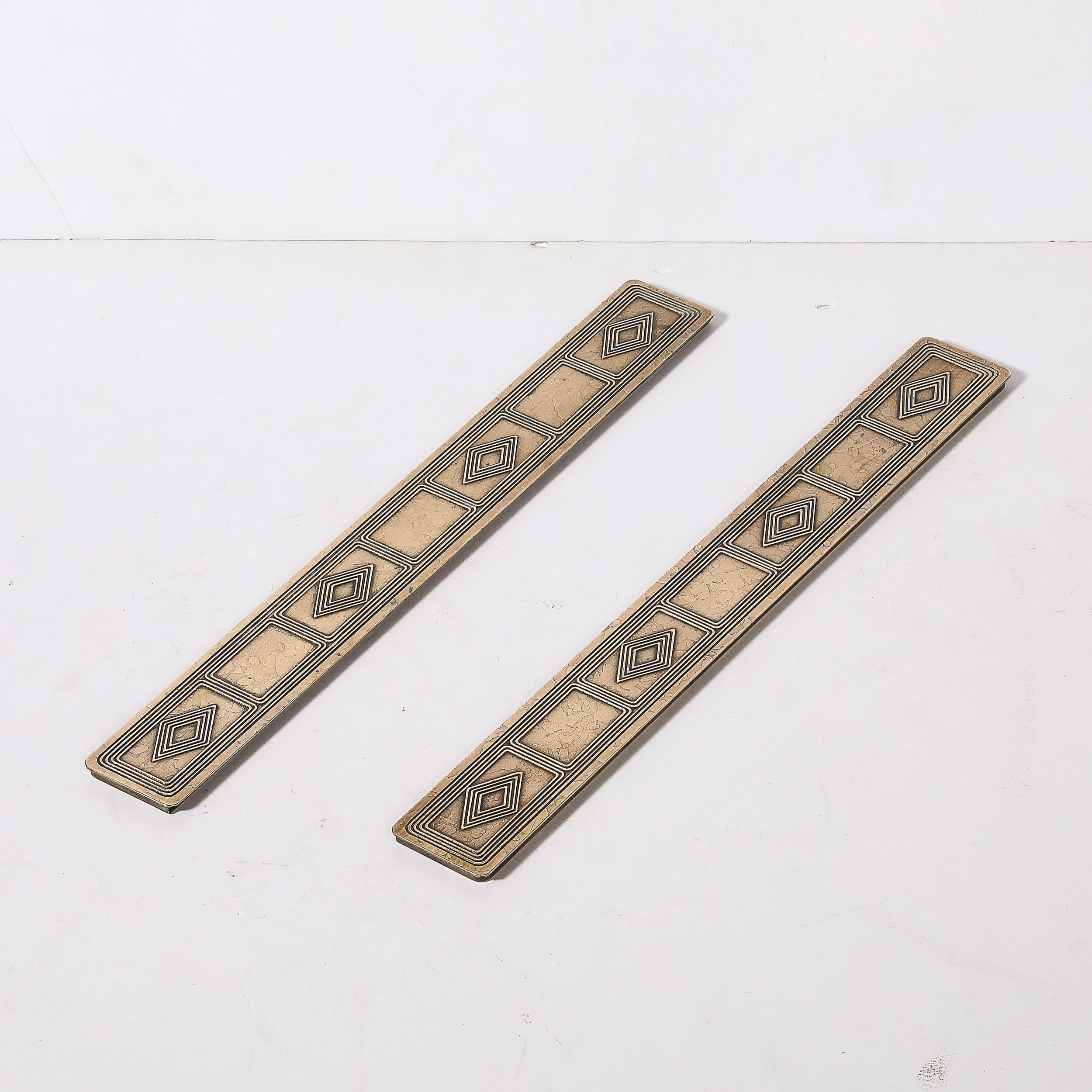 Bronze Dore Blotter Holders in the Graduate Pattern signed Tiffany & Co. In Excellent Condition For Sale In New York, NY