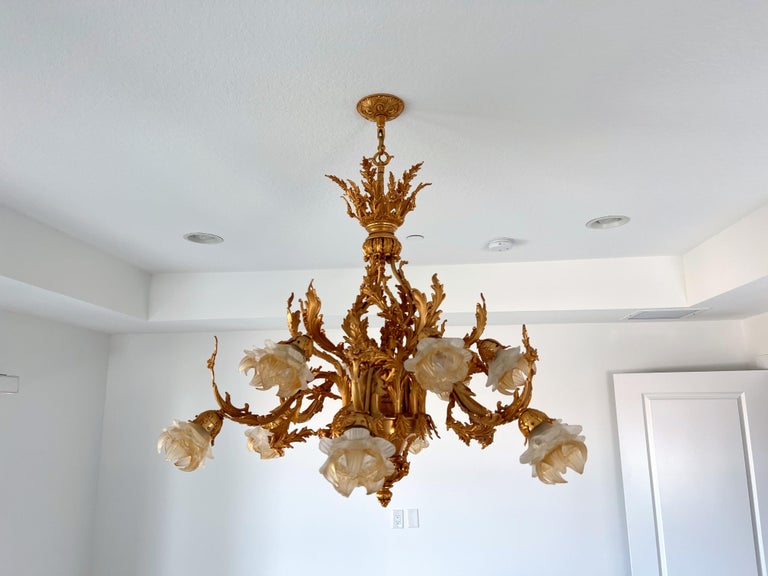 Bronze Dore Chandelier by Myran Allan For Sale at 1stDibs