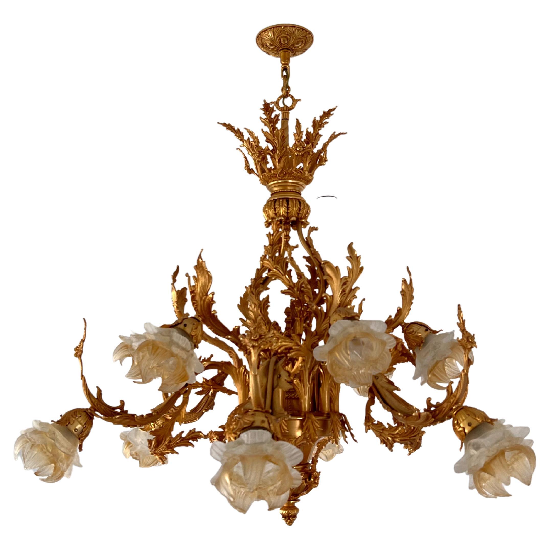 Bronze Dore Chandelier by Myran Allan For Sale