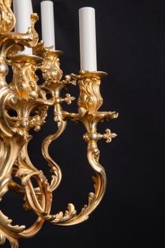 Bronze D’ore Chandelier / Gasolier with Fleur De Lis Keys, French 19th Century