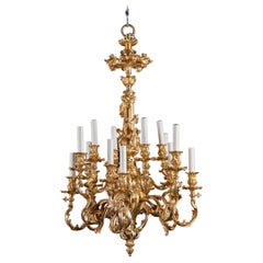 Bronze D'ore Kronleuchter / Gasolier mit Fleur De Lis Schlüsseln, Französisch 19.