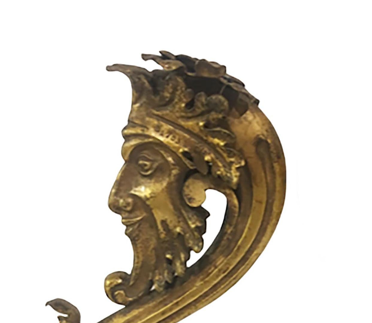 Italian Bronze Dore Faces, A Pair For Sale