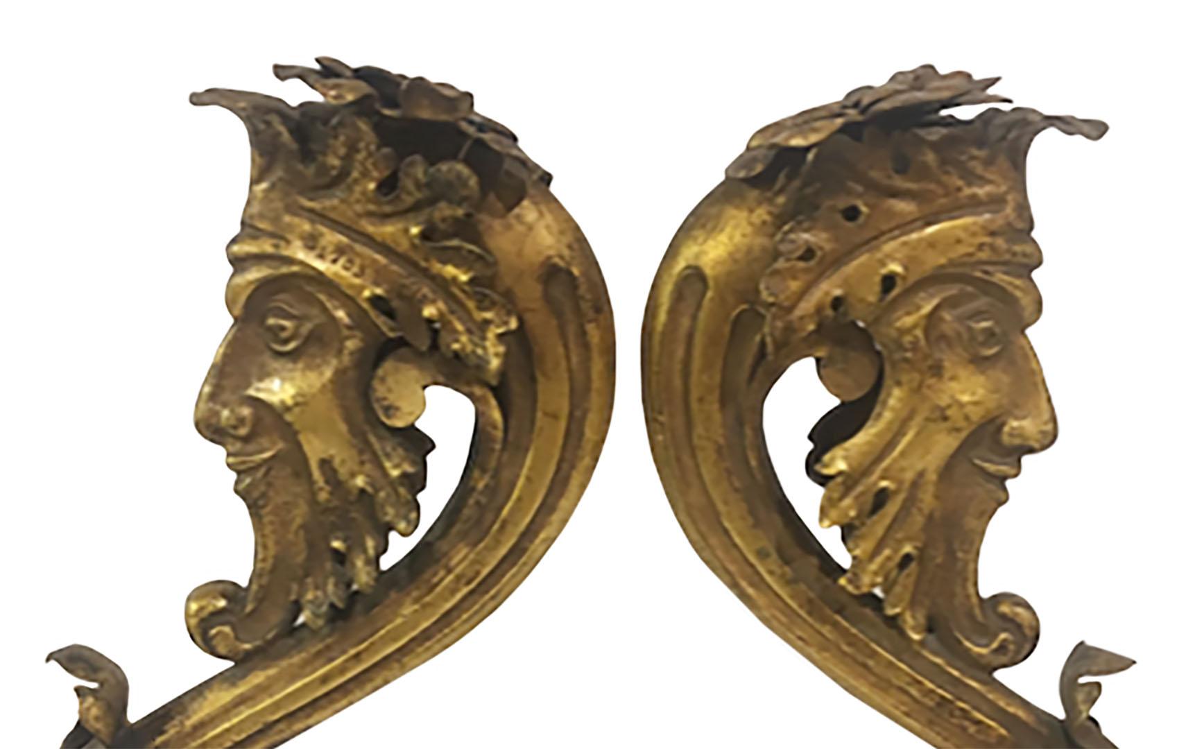 Bronze Dore Faces, A Pair For Sale 1