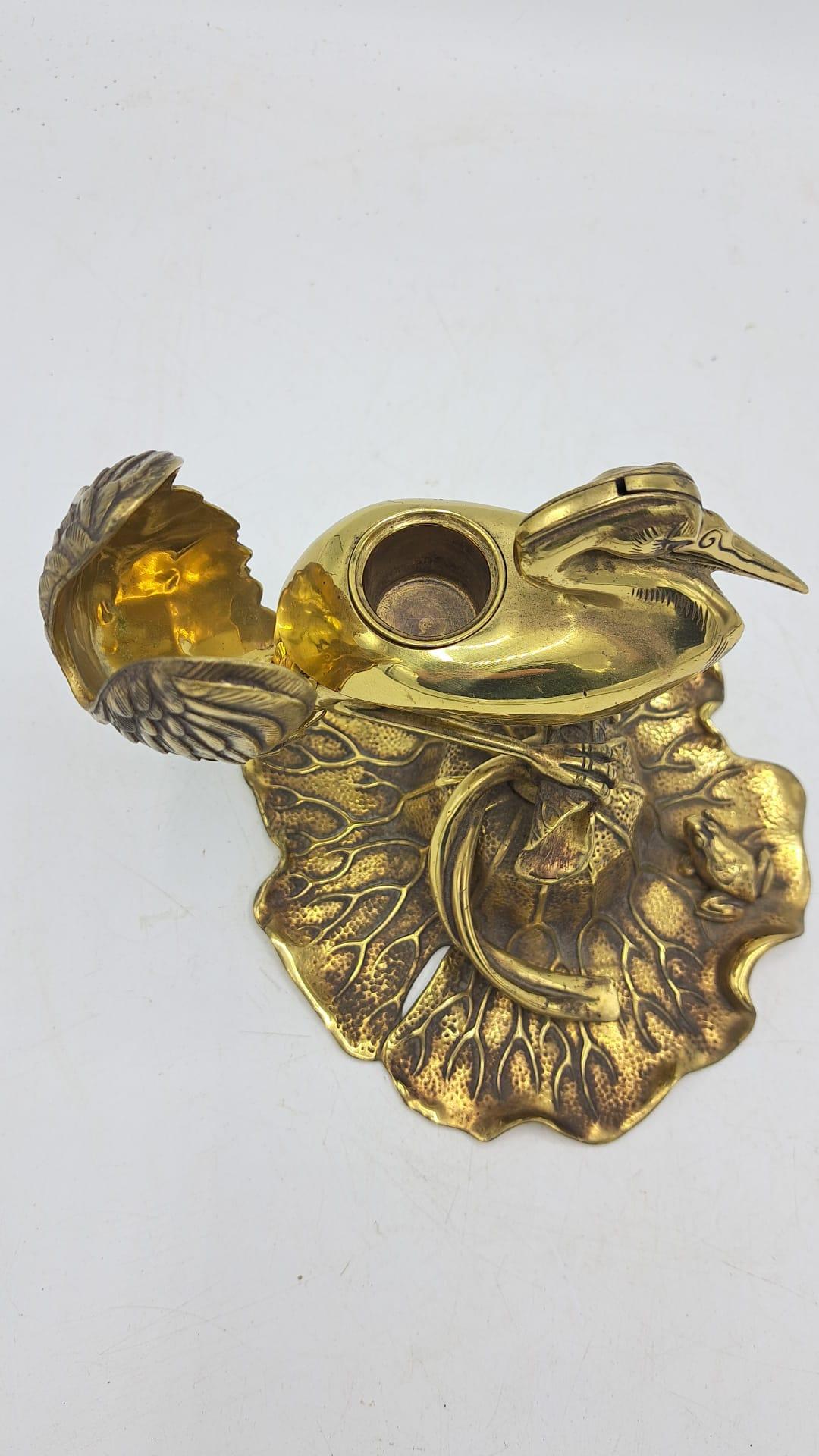 Pájaro tintero de bronce dorado en Bueno estado para la venta en Miami, FL