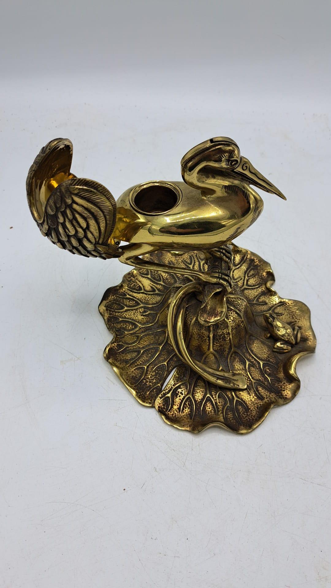 Pájaro tintero de bronce dorado Bronce en venta
