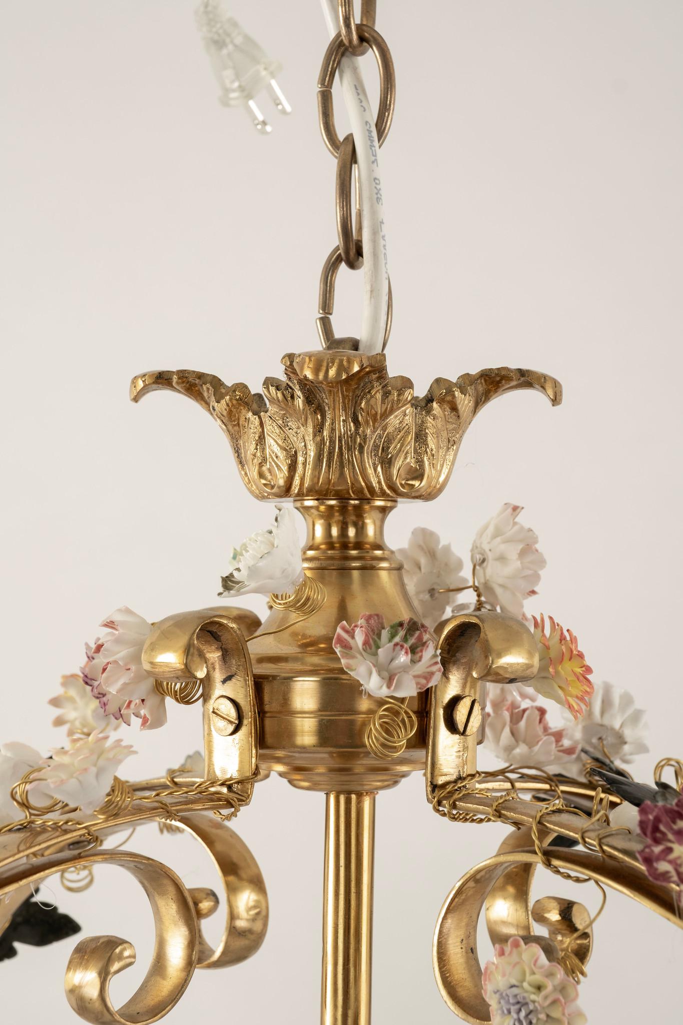 Gilt Bronze Dore Louis XV Style Floral Lantern
