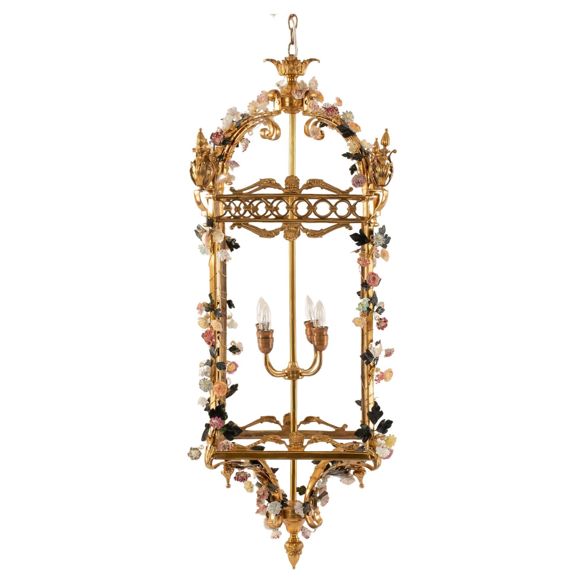 Bronze Dore Louis XV Style Floral Lantern