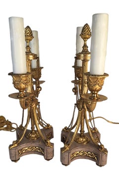 Bronze Doré Louis XVI Style Candelabra, A Pair