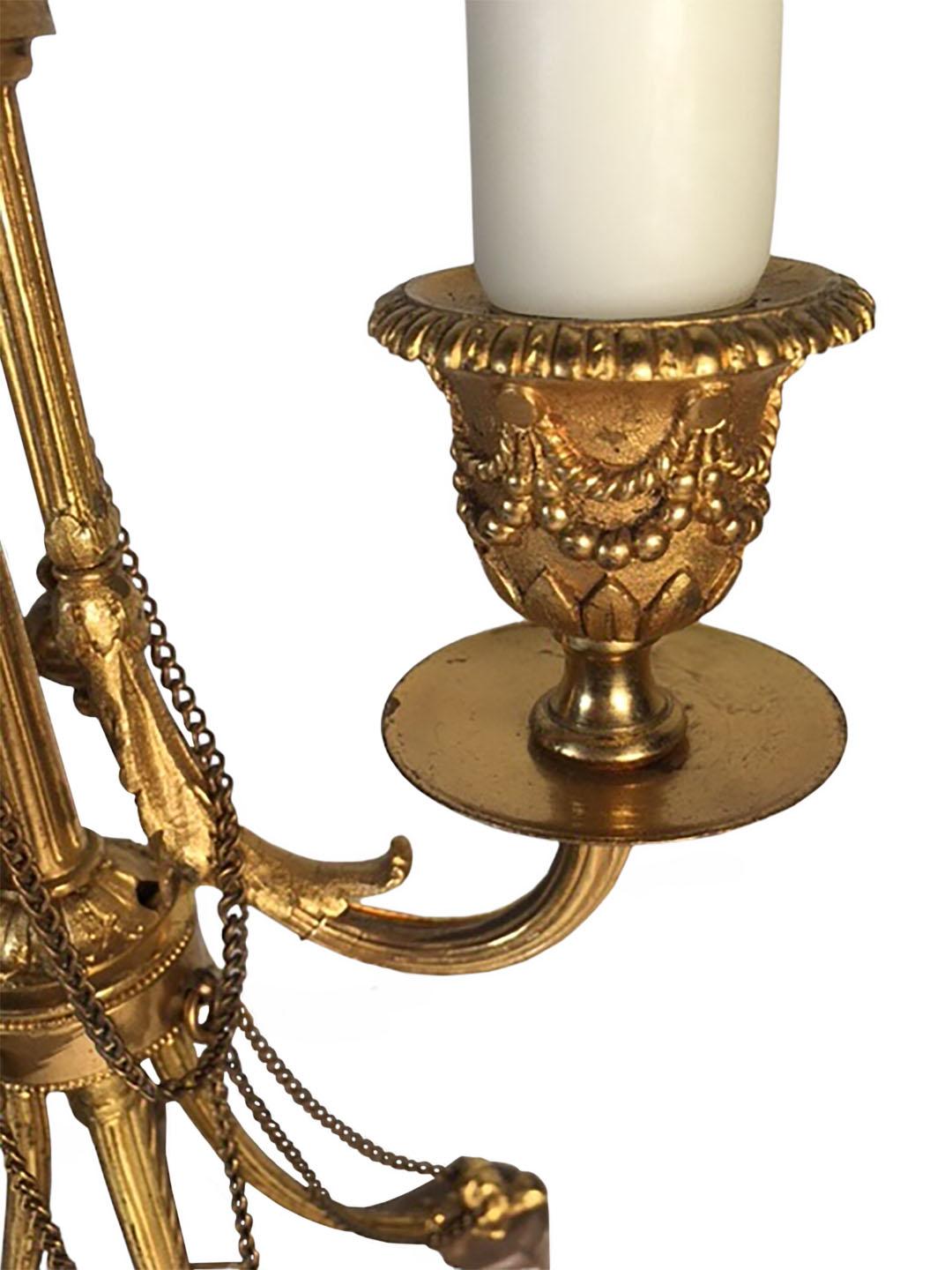 Bronze Doré Louis XVI Style Candelabra, A Pair For Sale 1