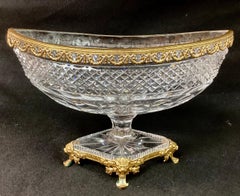 Bronze Dore Mounted Crystal Baccarat Style Centerpiece